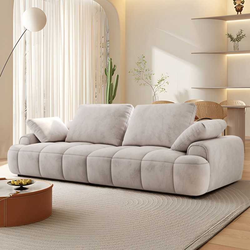 Beige suede couch discount